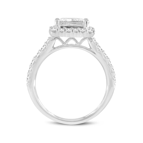LuvMyJewelry Raya 14K White Gold Princess Cut Lab Grown Diamond Halo Engagement Ring - 2.55 Ct