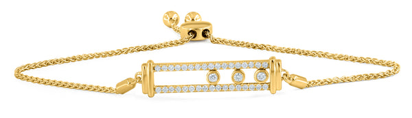LuvMyJewelry Rectangular Kinetic Trio Slider Bolo Adjustable Diamond Bracelet in 14K Yellow Gold