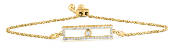 LuvMyJewelry Rectangular Kinetic Uno Slider Bolo Adjustable Diamond Bracelet in 14K Yellow Gold