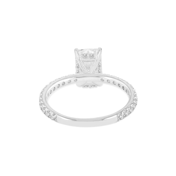 LuvMyJewelry Regalia 14K White Gold Emerald Cut Lab Grown Diamond Hidden Halo Engagement Ring - 2.55 Ctw