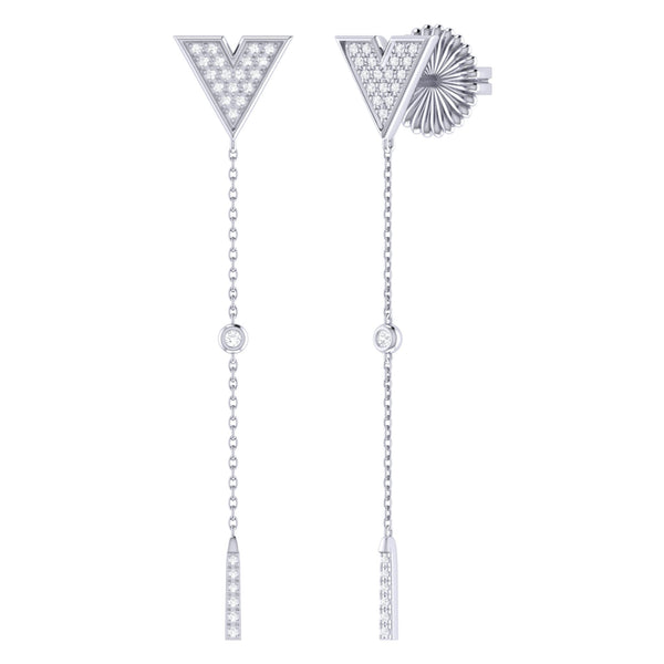LuvMyJewelry Rise & Grind Triangle Diamond Drop Earrings in Sterling Silver