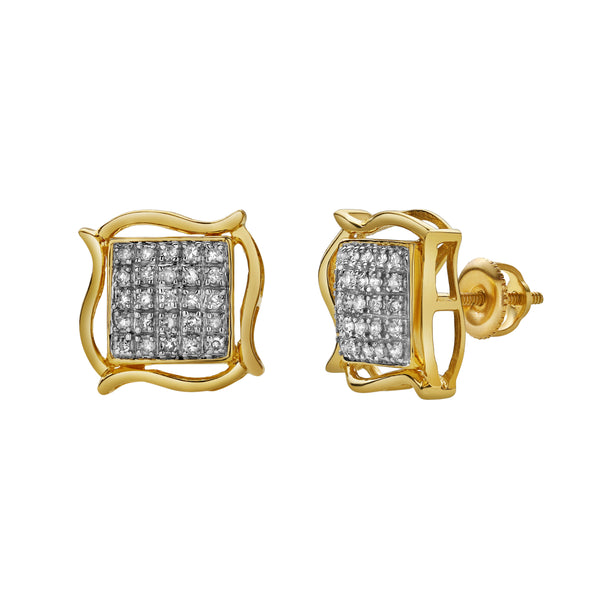 LuvMyJewelry Riso 10K Yellow Gold Diamond Unisex Earrings - 0.2 Cts