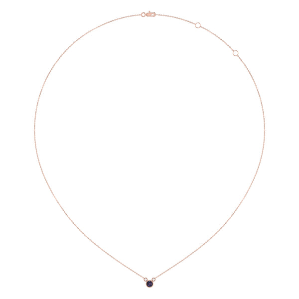 LuvMyJewelry Round Cut Alexandrite & Diamond Birthstone Necklace In 14K Rose Gold