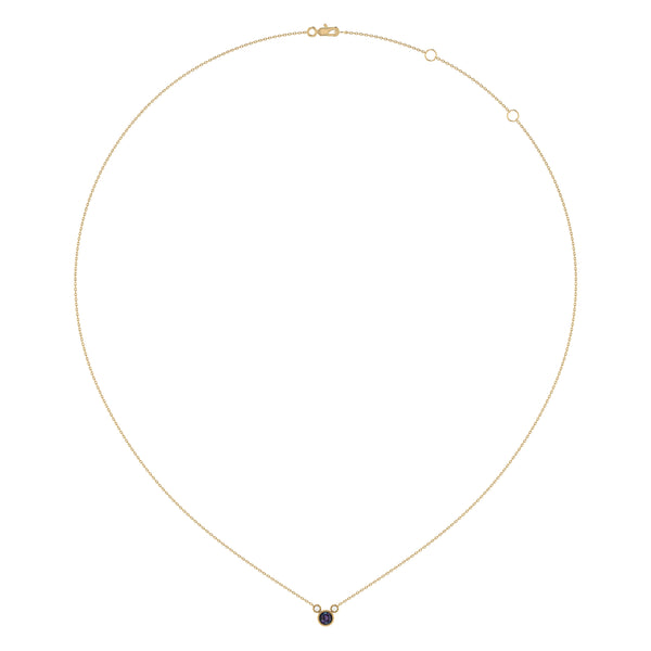 LuvMyJewelry Round Cut Alexandrite & Diamond Birthstone Necklace In 14K Yellow Gold