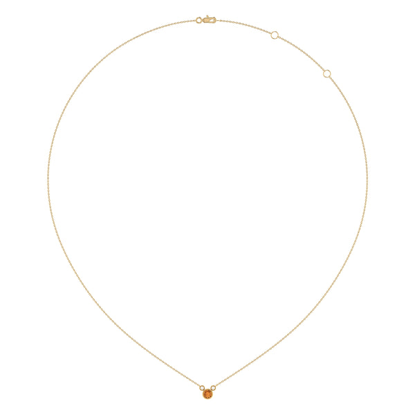 LuvMyJewelry Round Cut Citrine & Diamond Birthstone Necklace In 14K Yellow Gold