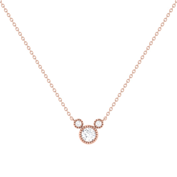 LuvMyJewelry Round Cut Diamond Birthstone Necklace In 14K Rose Gold