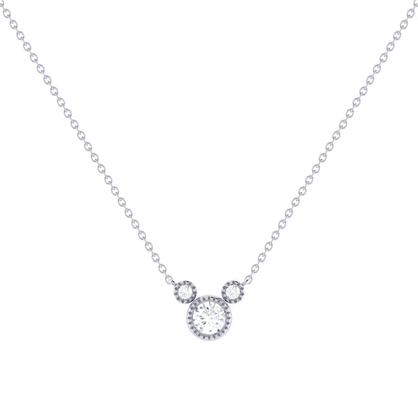 LuvMyJewelry Round Cut Diamond Birthstone Necklace In 14K White Gold