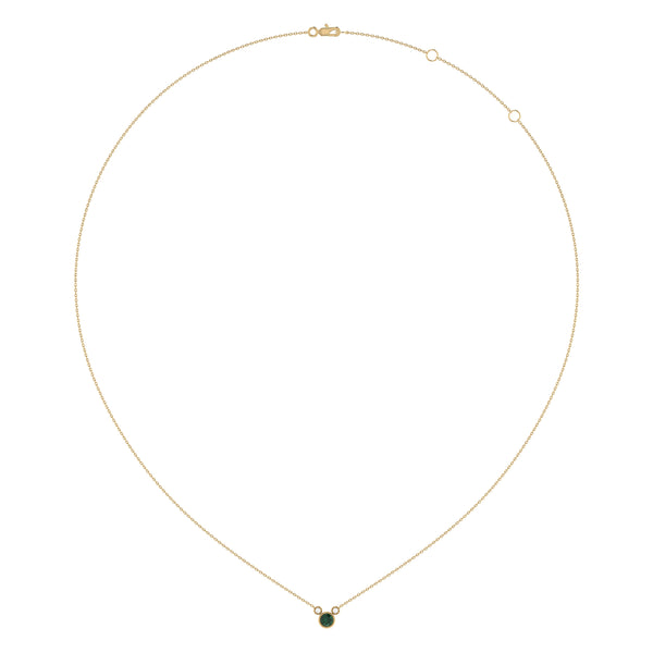 LuvMyJewelry Round Cut Emerald & Diamond Birthstone Necklace In 14K Yellow Gold