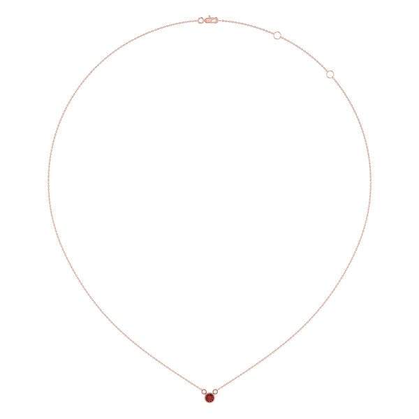 LuvMyJewelry Round Cut Garnet & Diamond Birthstone Necklace In 14K Rose Gold