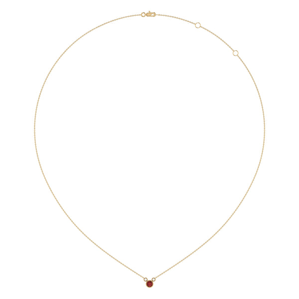 LuvMyJewelry Round Cut Garnet & Diamond Birthstone Necklace In 14K Yellow Gold