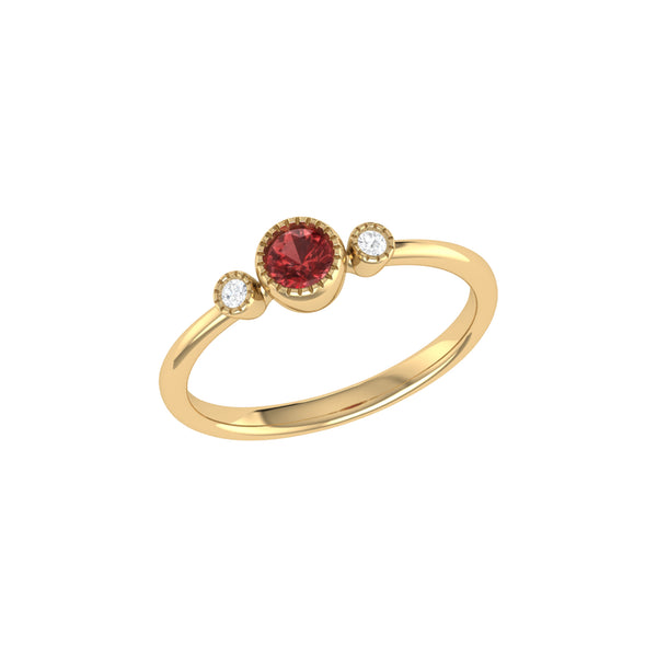 LuvMyJewelry Round Cut Garnet & Diamond Birthstone Ring In 14K Yellow Gold