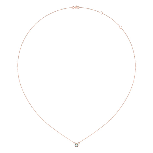 LuvMyJewelry Round Cut Opal & Diamond Birthstone Necklace In 14K Rose Gold