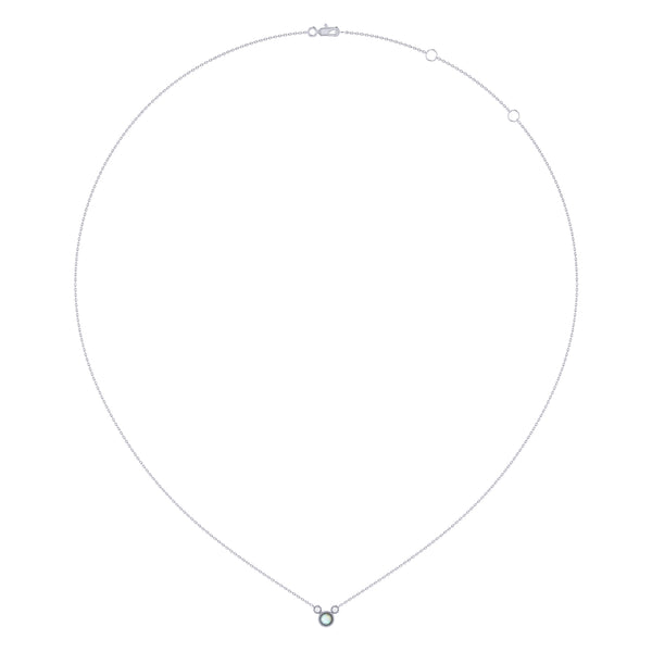 LuvMyJewelry Round Cut Opal & Diamond Birthstone Necklace In 14K White Gold