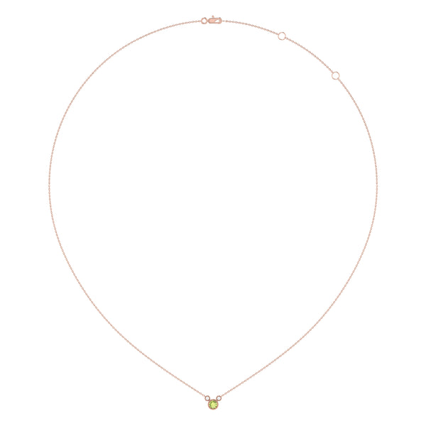 LuvMyJewelry Round Cut Peridot & Diamond Birthstone Necklace In 14K Rose Gold