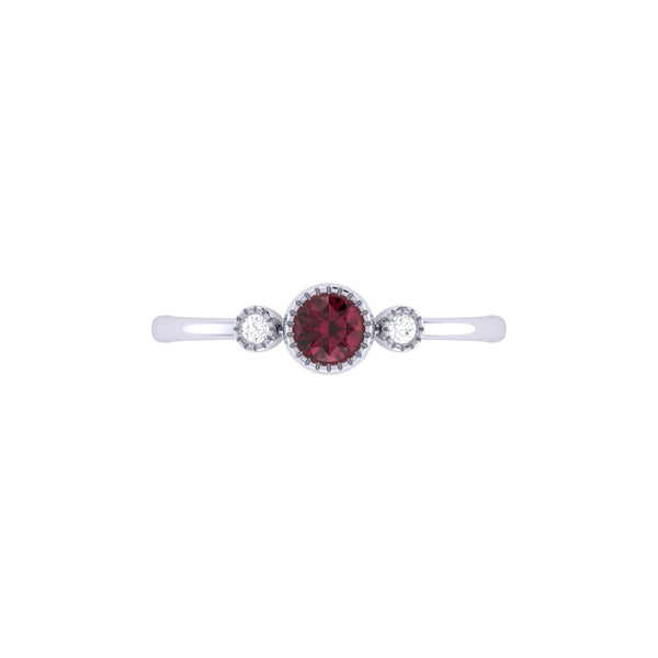 LuvMyJewelry Round Cut Ruby & Diamond Birthstone Ring In 14K White Gold