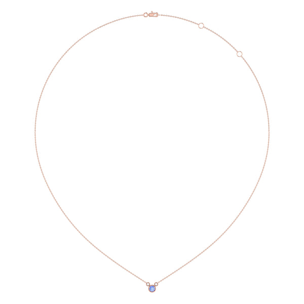 LuvMyJewelry Round Cut Tanzanite & Diamond Birthstone Necklace In 14K Rose Gold
