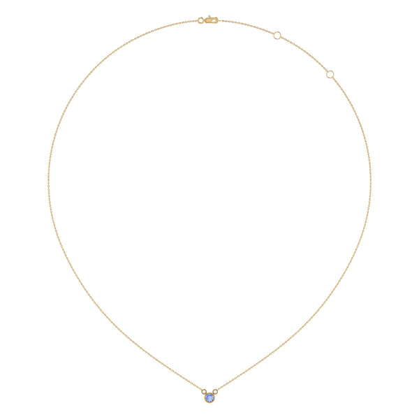 LuvMyJewelry Round Cut Tanzanite & Diamond Birthstone Necklace In 14K Yellow Gold