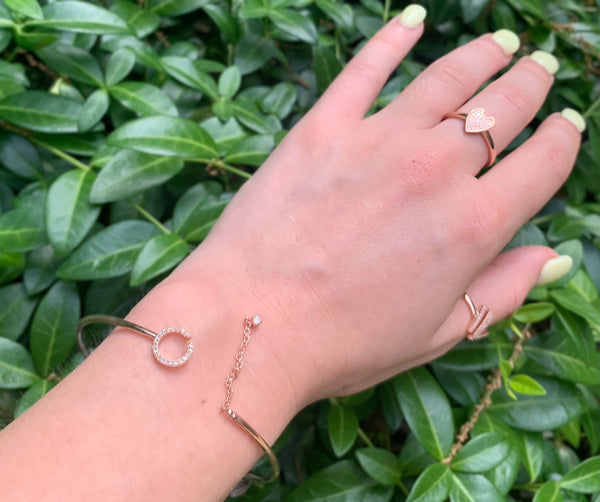 LuvMyJewelry Roundabout Circle Adjustable Diamond Cuff In 14K Rose Gold Vermeil On Sterling Silver