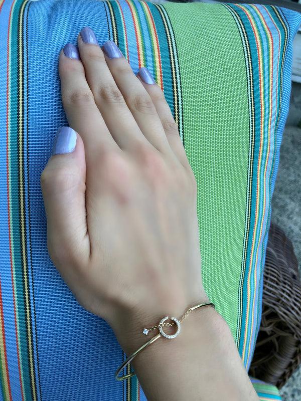 LuvMyJewelry Roundabout Circle Adjustable Diamond Cuff In 14K Yellow Gold Vermeil On Sterling Silver