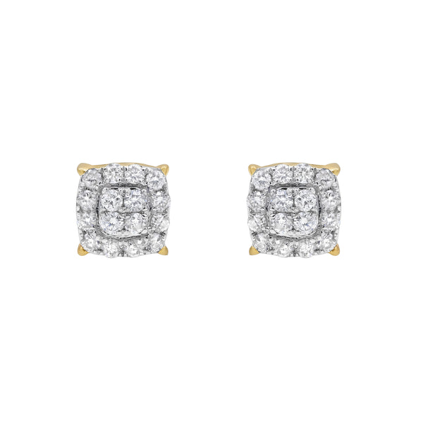 LuvMyJewelry Rounded Square 14K Yellow Gold Diamond Earrings 0.31 Ct. Tw
