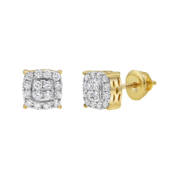 LuvMyJewelry Rounded Square 14K Yellow Gold Diamond Earrings 0.31 ct. tw