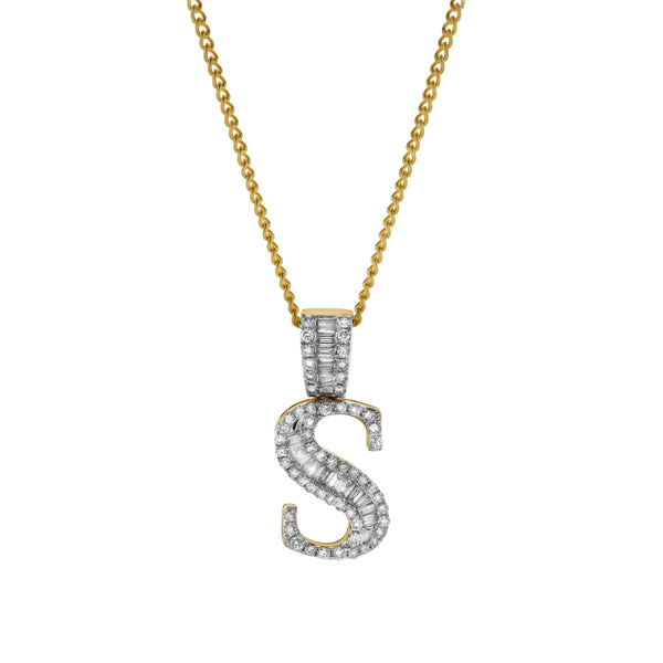 LuvMyJewelry S Initial Diamond Pendant 10K Yellow Gold - 0.57 Carats