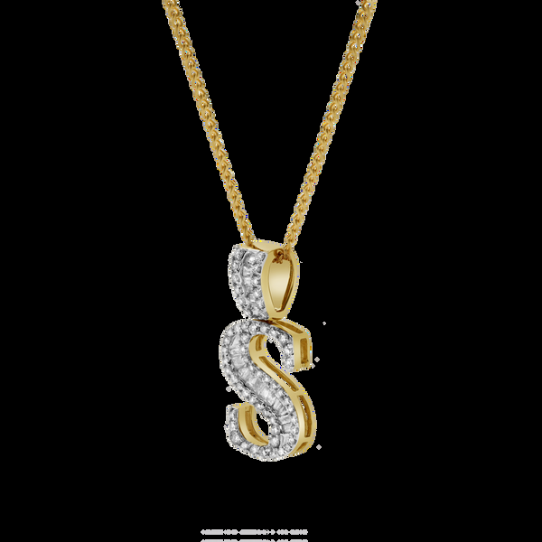 LuvMyJewelry S Initial Diamond Pendant 10K Yellow Gold - 0.57 Carats