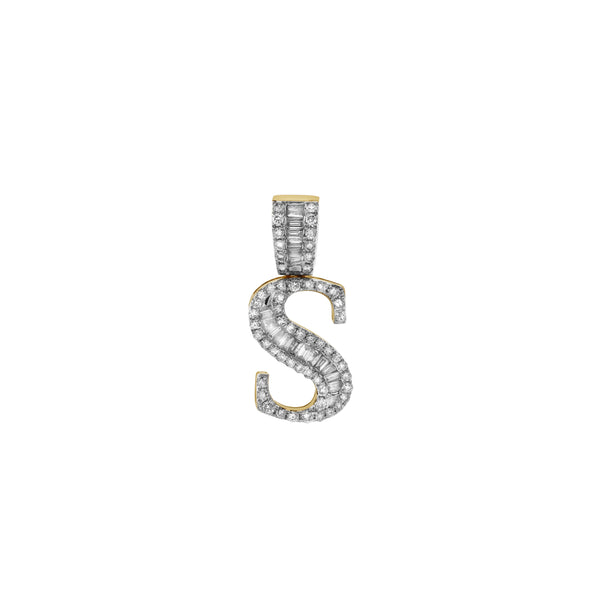 LuvMyJewelry S Initial Diamond Pendant 10K Yellow Gold - 0.57 Carats