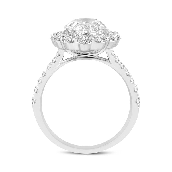 LuvMyJewelry Sabina 14K White Gold Oval Lab Grown Diamond Halo Engagement Ring - 4.7 Ct