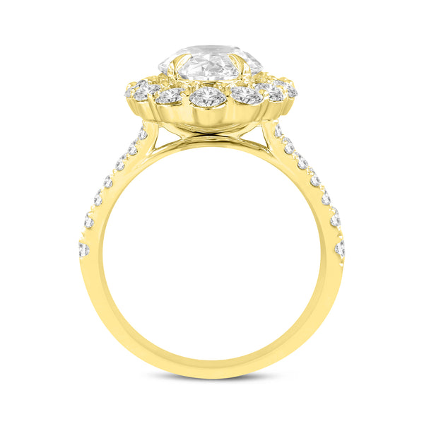 LuvMyJewelry Sabina 14K Yellow Gold Oval Lab Grown Diamond Halo Engagement Ring - 4.7 Ct