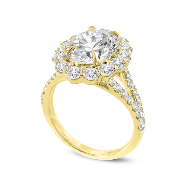 LuvMyJewelry Sabina 14K Yellow Gold Oval Lab Grown Diamond Halo Engagement Ring - 4.7 Ct