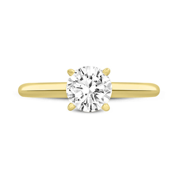 LuvMyJewelry Sabine 14K Yellow Gold Round Cut Lab Grown Round Diamond Solitaire Engagement Ring - 2 Ct