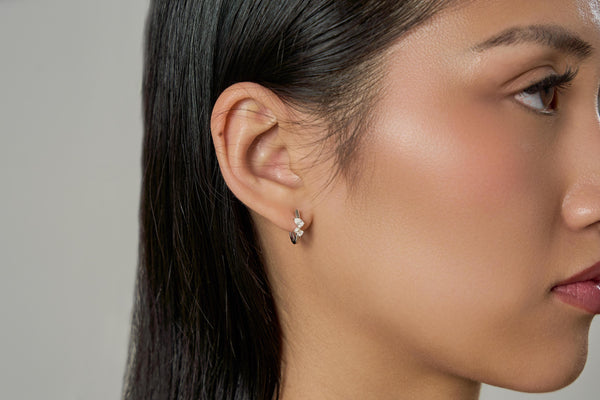 LuvMyJewelry Saela 14K White Gold Lab Grown Diamond Huggies – 0.35 Ct