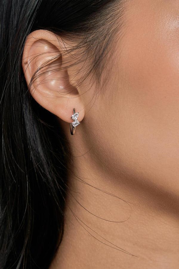 LuvMyJewelry Saela 14K White Gold Lab Grown Diamond Huggies – 0.75 Ct