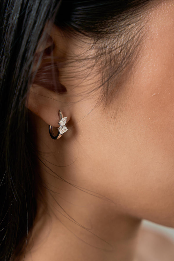 LuvMyJewelry Saela 14K White Gold Lab Grown Diamond Huggies – 0.75 Ct