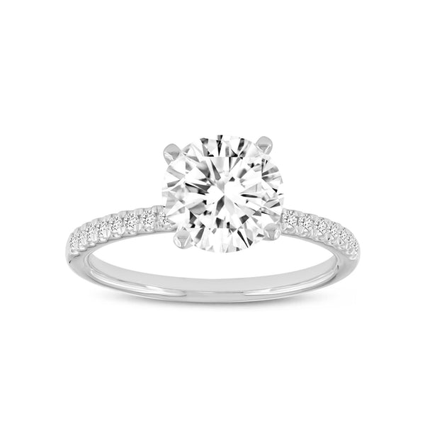 LuvMyJewelry Samara 14K White Gold Round Lab Grown Diamond Classic Engagement Ring - 2.2 ctw
