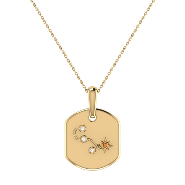 LuvMyJewelry Scorpio Citrine & Diamond Constellation Tag Pendant Necklace in 14K Yellow Gold Vermeil on Sterling Silver