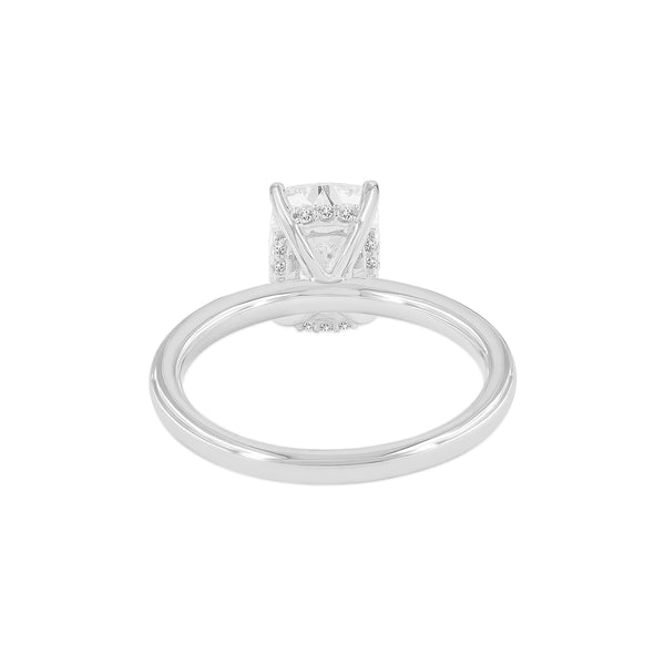 LuvMyJewelry Selene 14K White Gold Cushion Hidden Halo Lab Grown Diamond Engagement Ring - 2.35 Ct