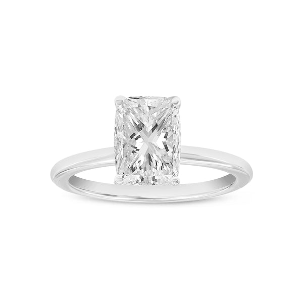 LuvMyJewelry Selene 14K White Gold Cushion Hidden Halo Lab Grown Diamond Engagement Ring - 2.35 Ct