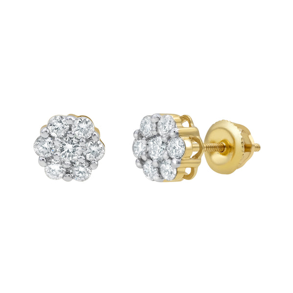 LuvMyJewelry Semi Cluster Stud 14K Yellow Gold Diamond Earrings 0.52 ct. tw