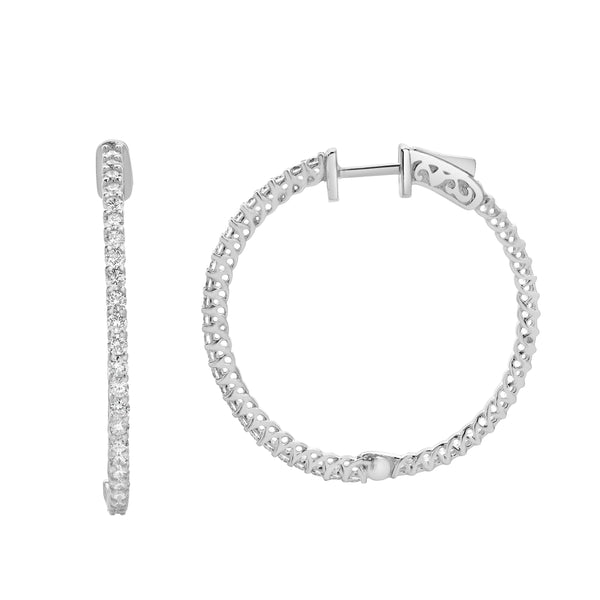 LuvMyJewelry Sepharna 14K White Gold Diamond Hoop Earrings - 1.2 Cts
