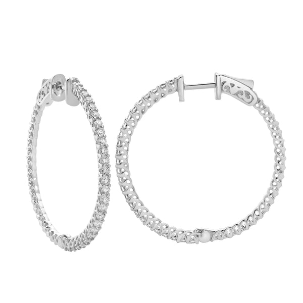 LuvMyJewelry Sepharna 14K White Gold Diamond Hoop Earrings - 1.2 Cts