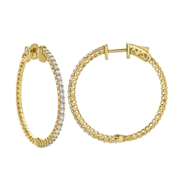LuvMyJewelry Sepharna 14K Yellow Gold Diamond Hoop Earrings - 1.2 Cts