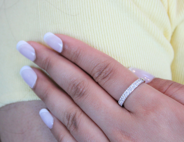 LuvMyJewelry Serafina 14K White Gold Round Diamond Studded Eternity Band Ring - 0.48cts