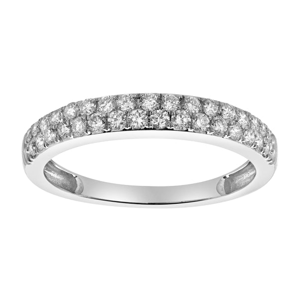 LuvMyJewelry Serafina 14K White Gold Round Diamond Studded Eternity Band Ring - 0.48cts
