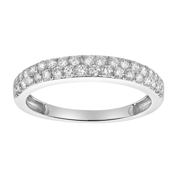 LuvMyJewelry Serafina 14K White Gold Round Diamond Studded Eternity Band Ring - 0.48cts