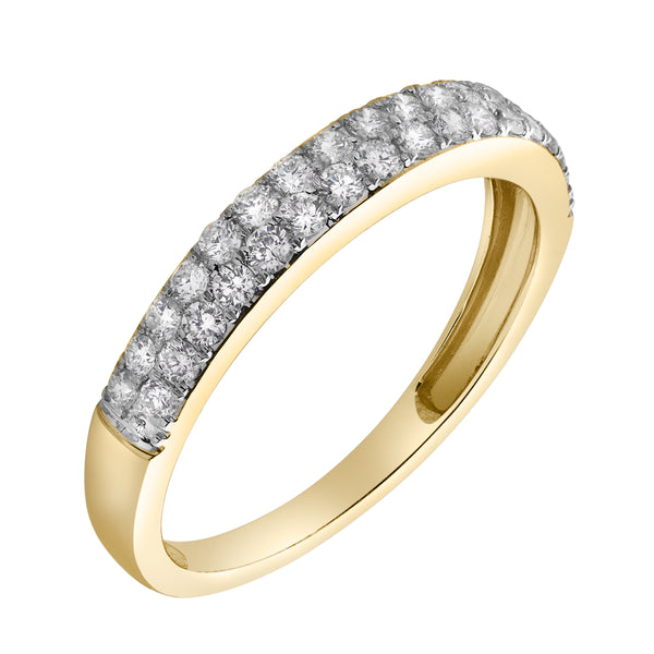 LuvMyJewelry Serafina 14K Yellow Gold Round Diamond Studded Eternity Band Ring - 0.48cts