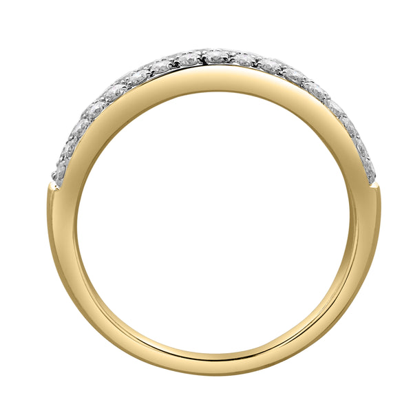 LuvMyJewelry Serafina 14K Yellow Gold Round Diamond Studded Eternity Band Ring - 0.48cts