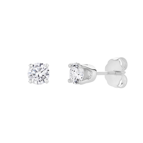 LuvMyJewelry Seraph 14K White Gold Lab Grown Round Solitaire Diamond Earrings - 0.6 Ct