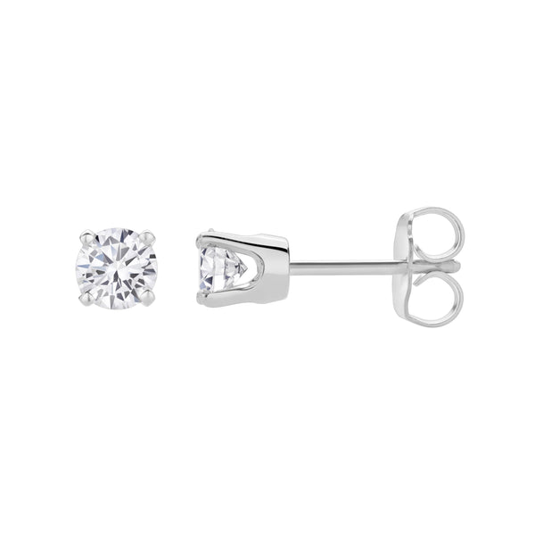 LuvMyJewelry Seraph 14K White Gold Lab Grown Round Solitaire Diamond Earrings - 0.6 Ct